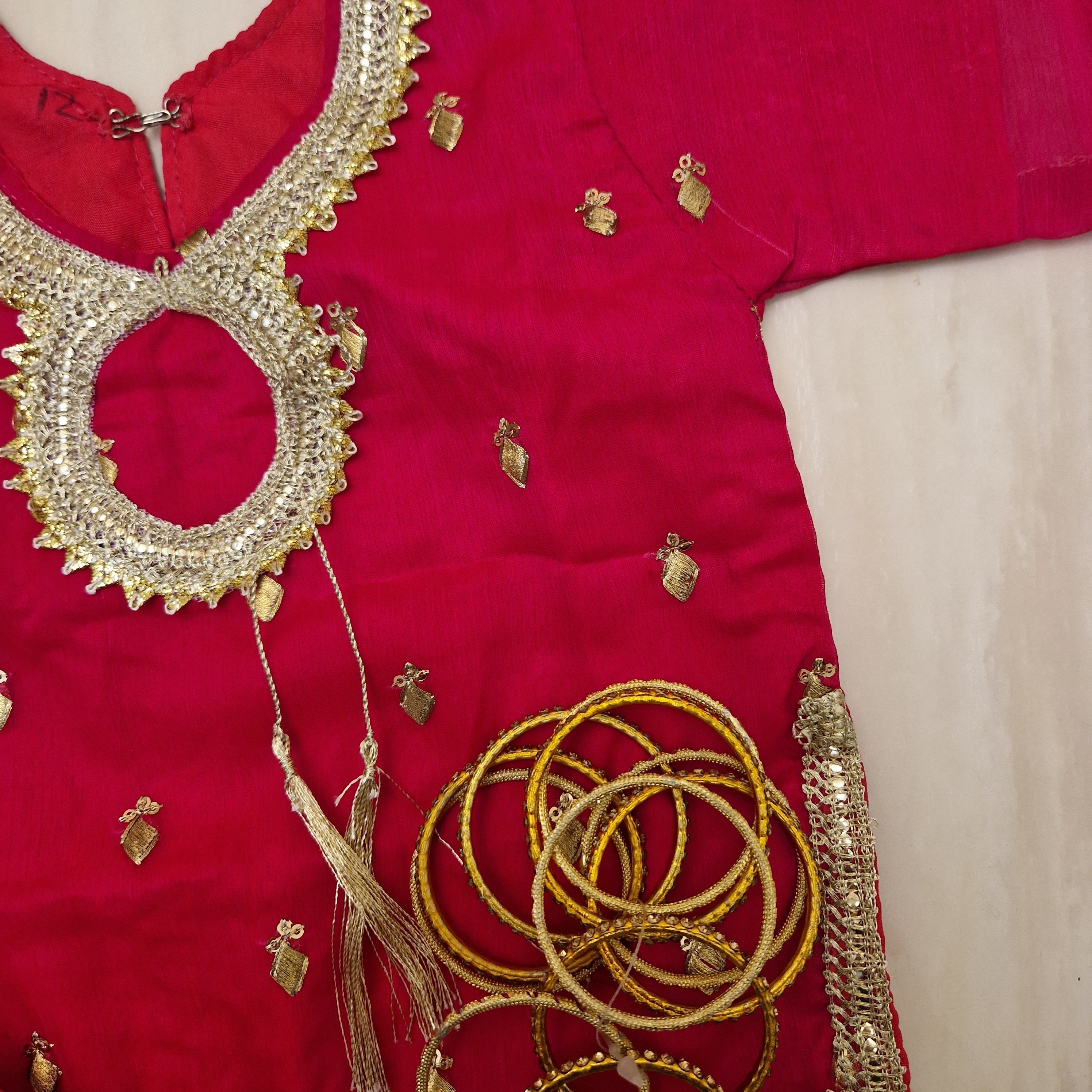 (0-3 months - adult XXL) pink chiffon/banarsi gharara