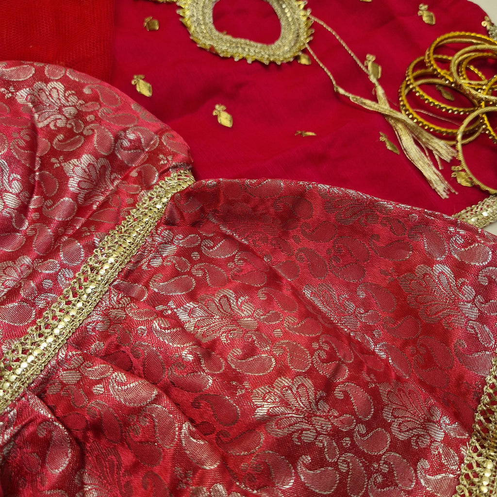 (0-3 months - adult XXL) pink chiffon/banarsi gharara