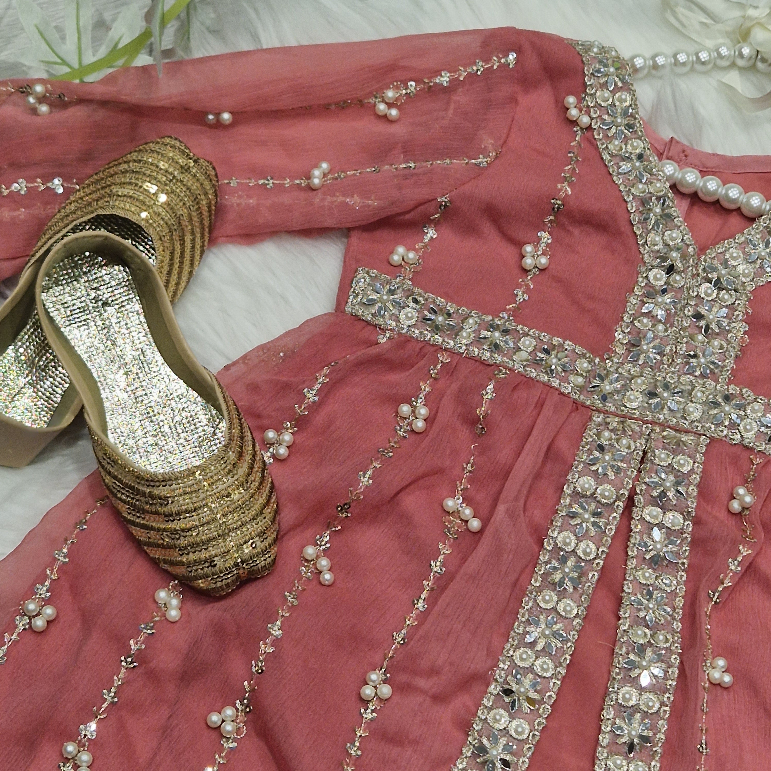 Dusky pink Pearl double fronted gown (1,3,medium)