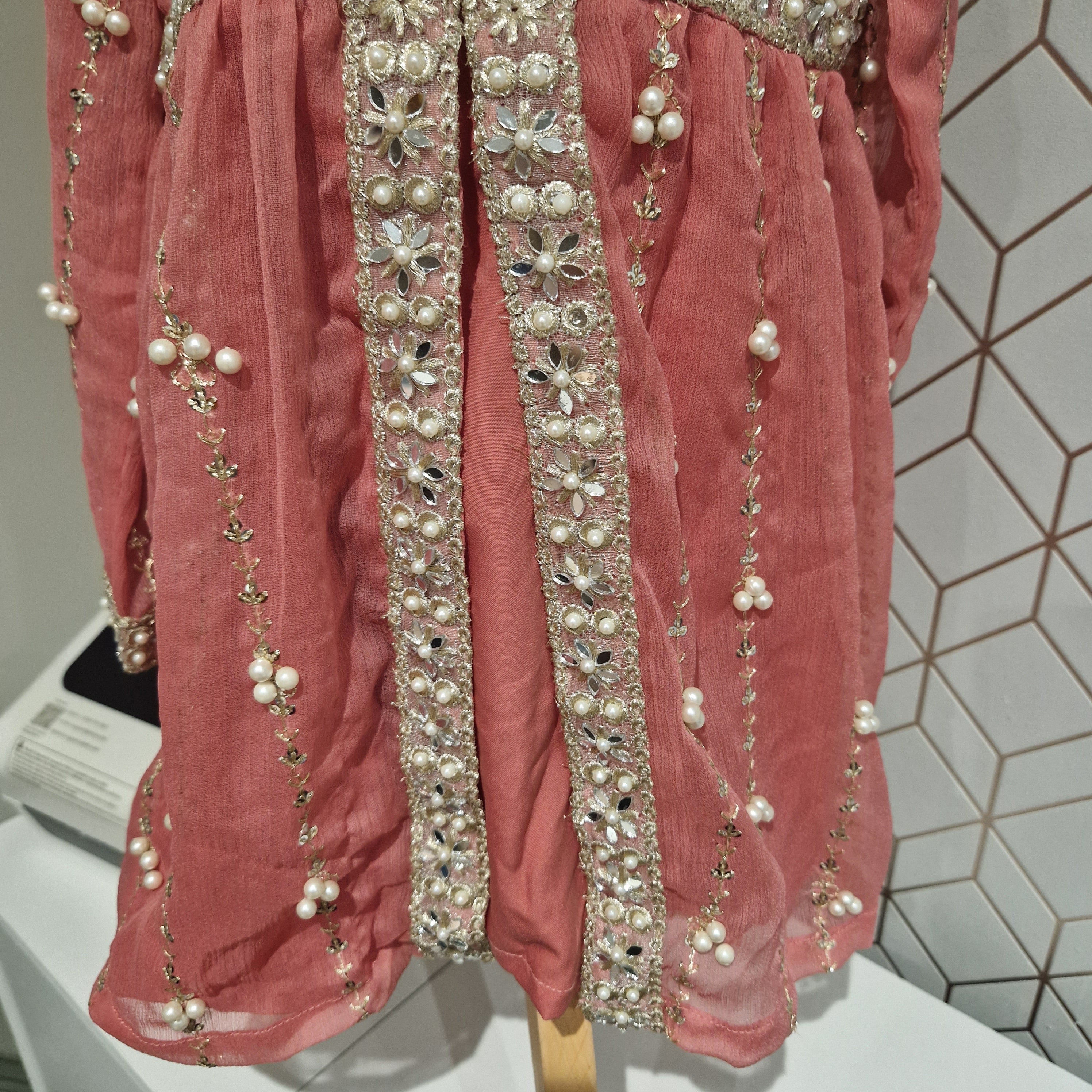 Dusky pink Pearl double fronted gown (1,3,medium)