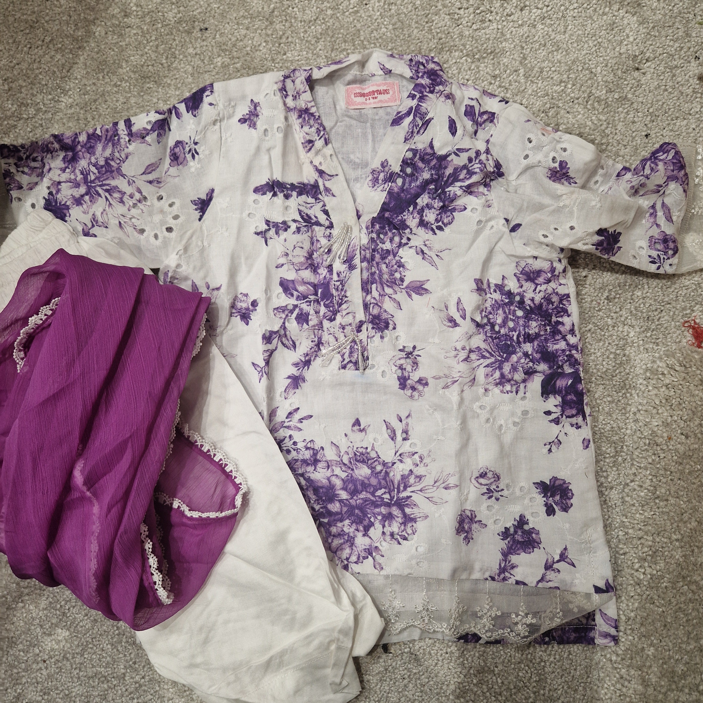 Mother-daughter purple floral chiken (0-4 years and XS-XXL)