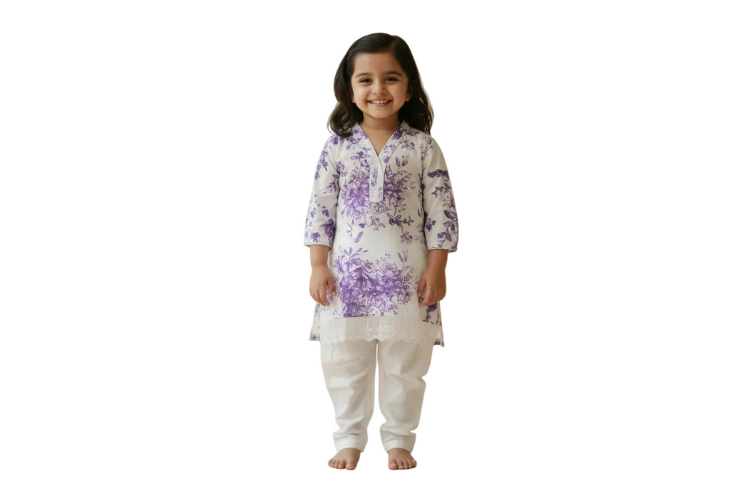 Mother-daughter purple floral chiken (0-4 years and XS-XXL)
