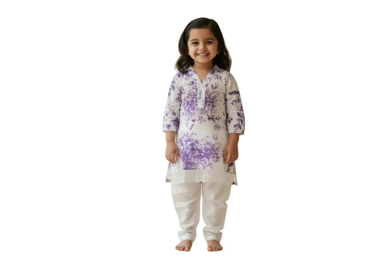 Mother-daughter purple floral chiken (0-4 years and XS-XXL)