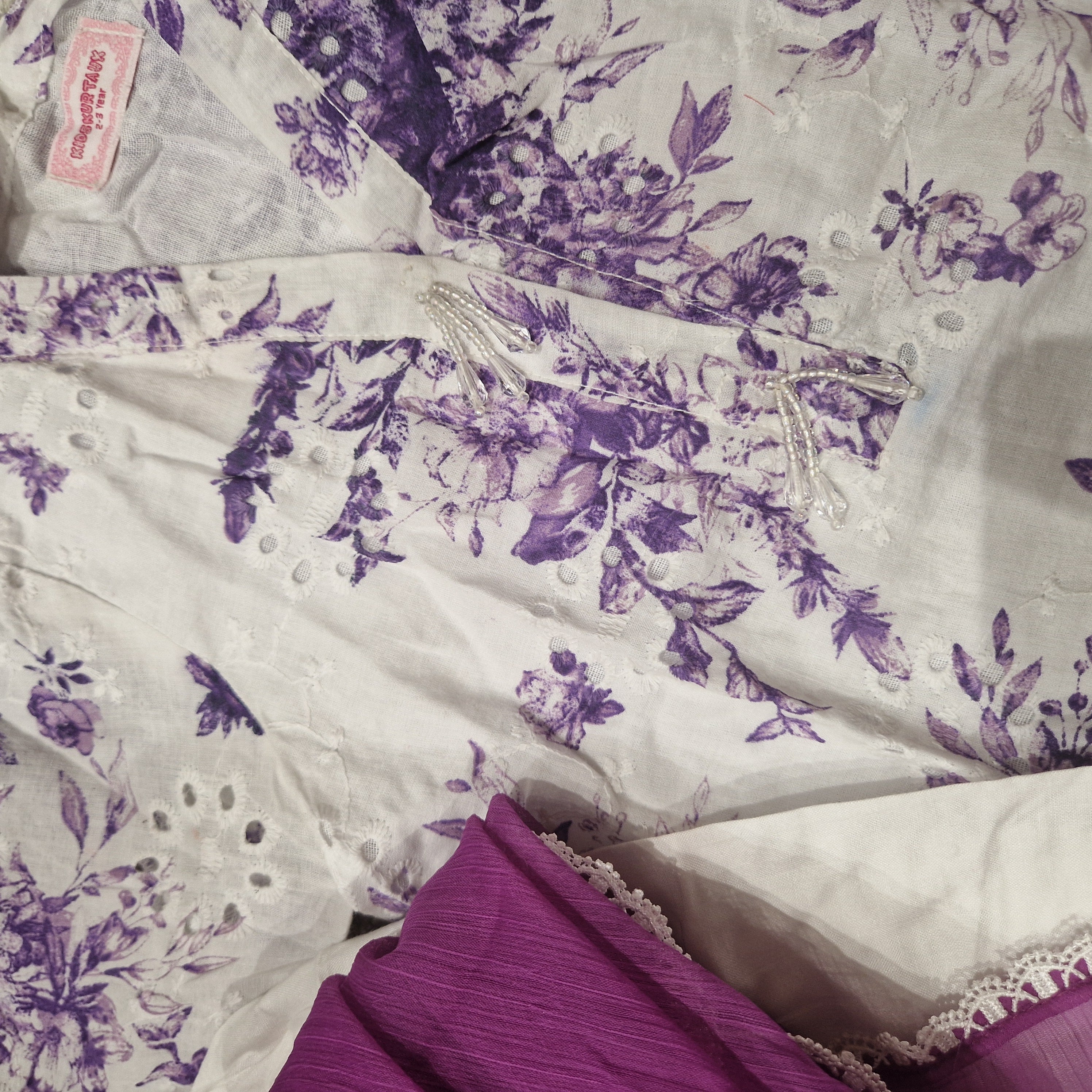 Mother-daughter purple floral chiken (0-4 years and XS-XXL)