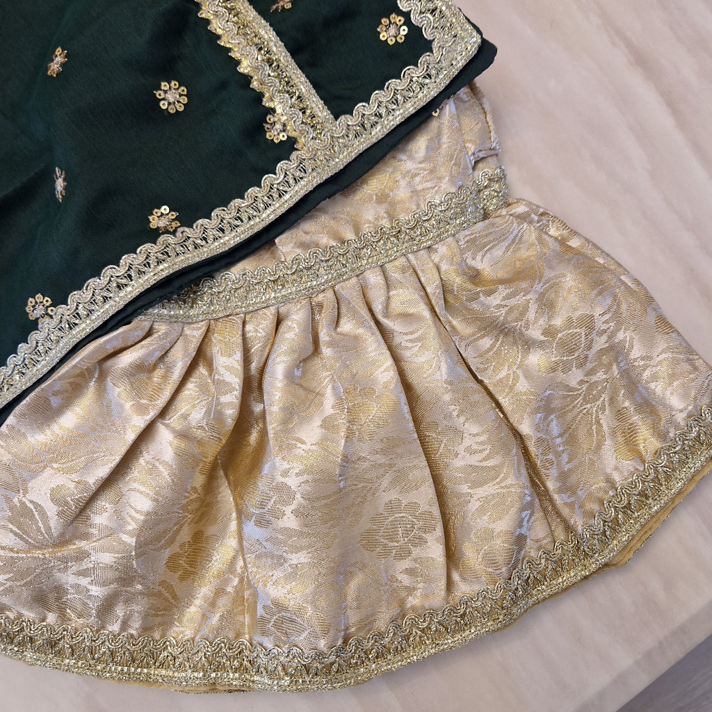 Gold and green gharara set