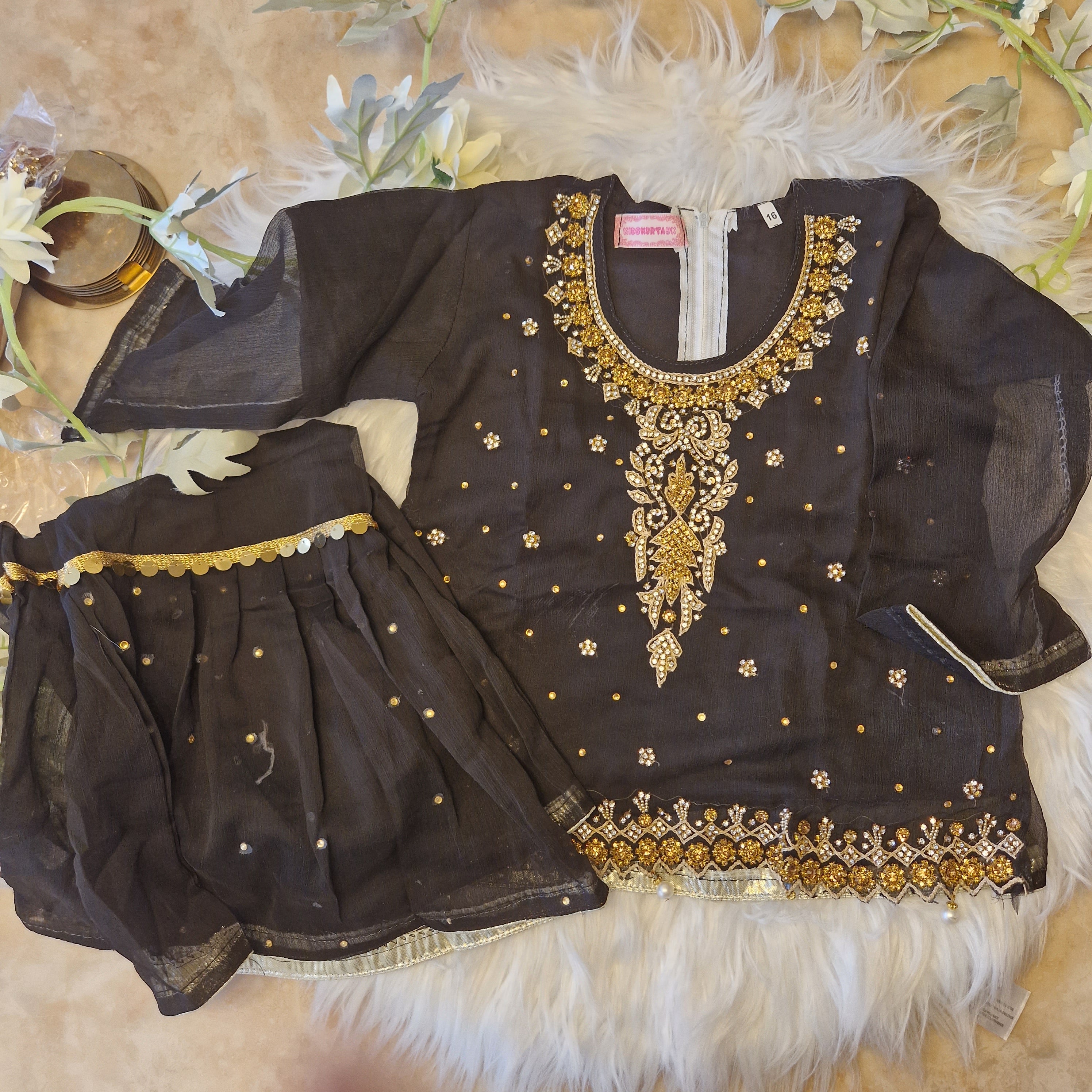 Black heavy gharara (6 months to 4 years)