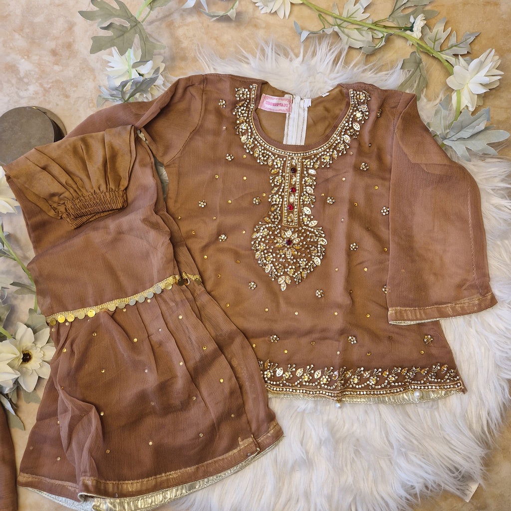 Pink chai heavy gharara (3- 4 years)