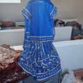 Royal blue mirror foil lengha