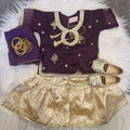 Dark purple and gold gharara(0-4 years)