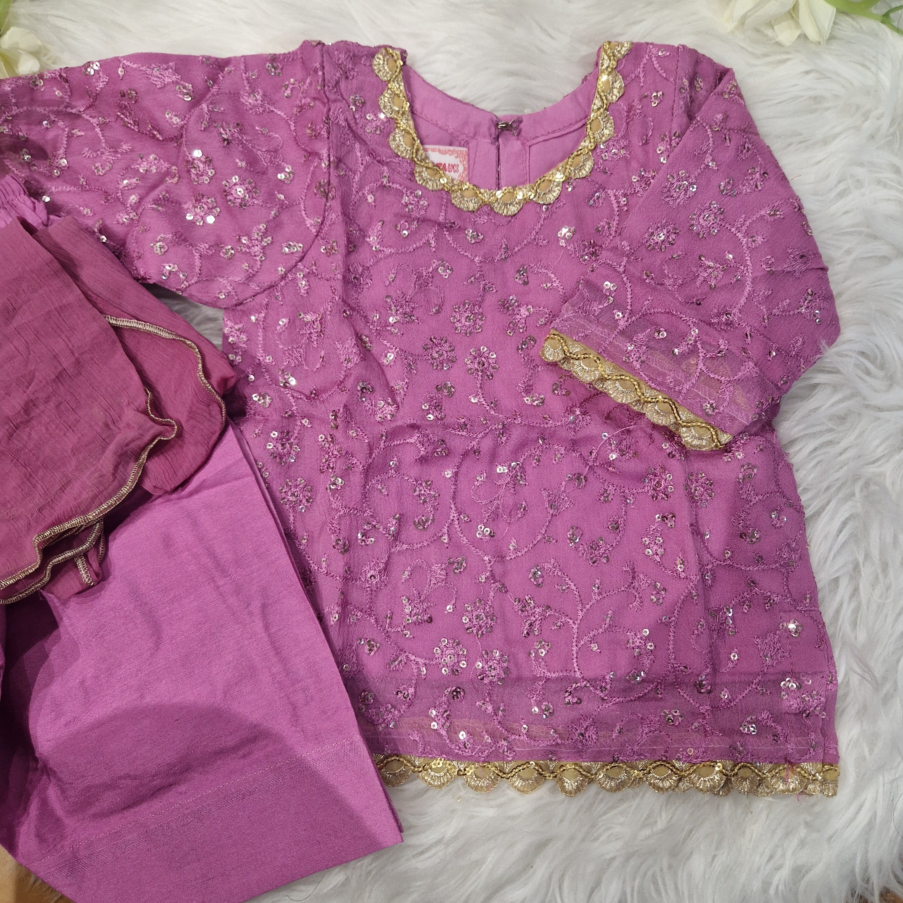 Purple chiffon 3 piece