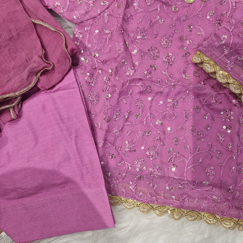 Purple chiffon 3 piece