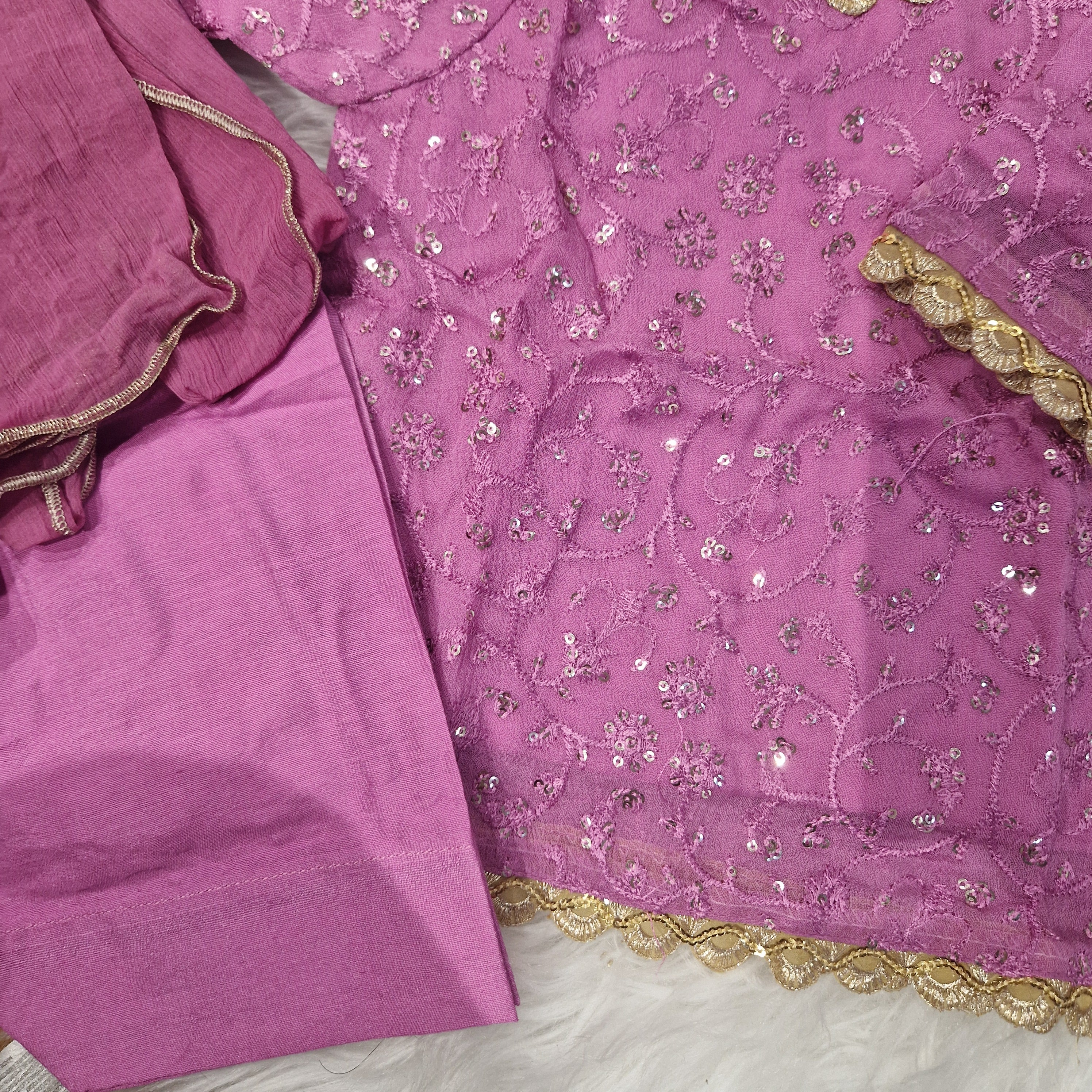 Purple chiffon 3 piece