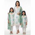 Green/white floral chiken (newborn to 2 yrs and Adult XS-XXL