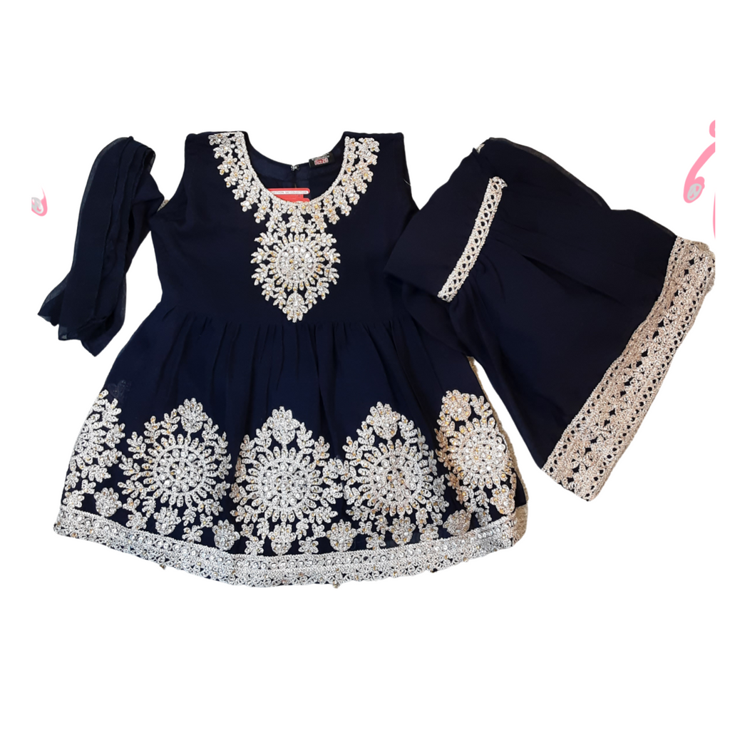 Navy blue gharara (6-13 years)