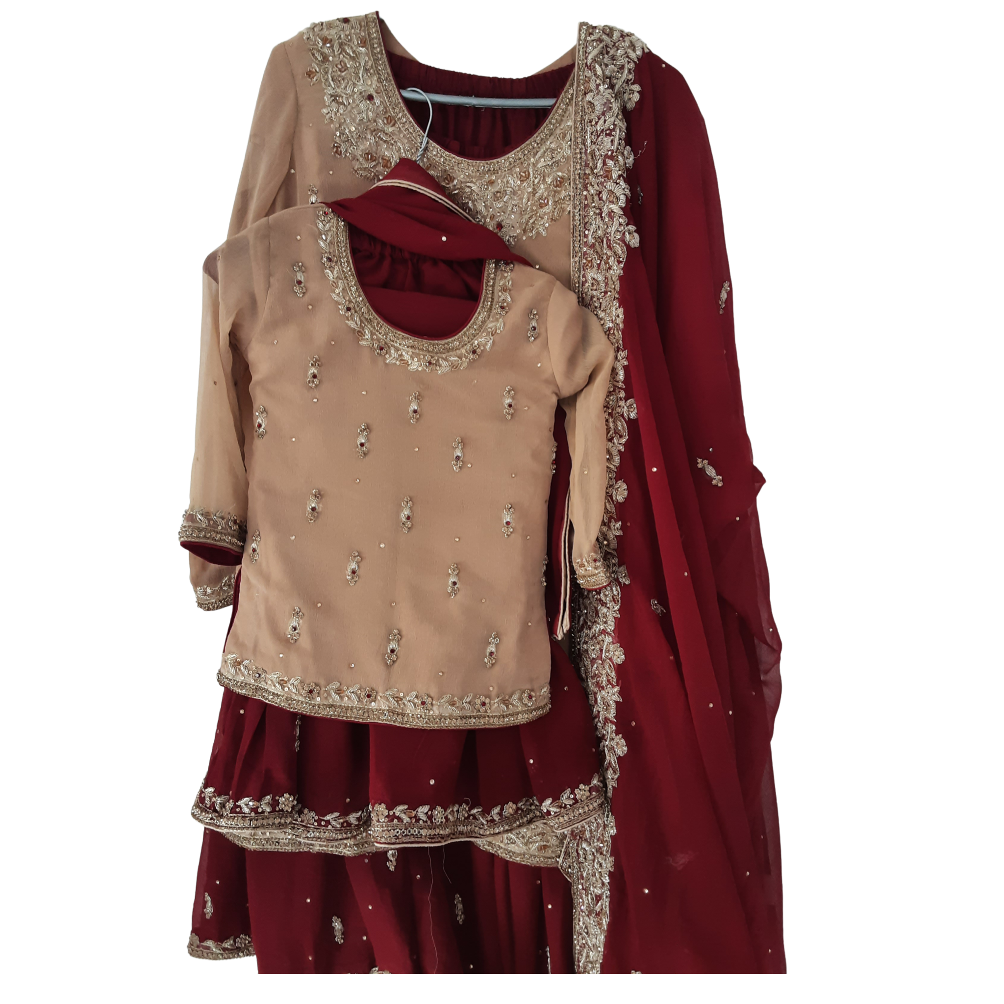 3 piece georgette fancy mother-daughter