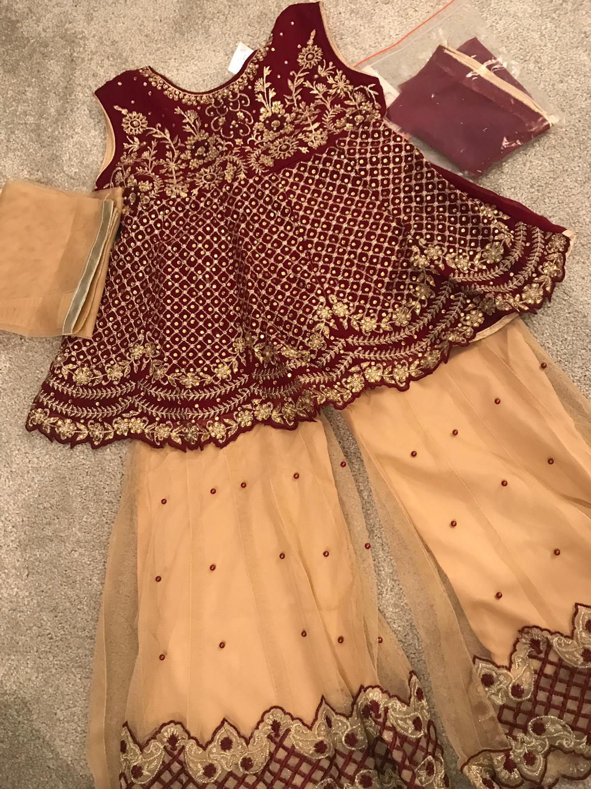 Red and Beige Gharara 8-9 years