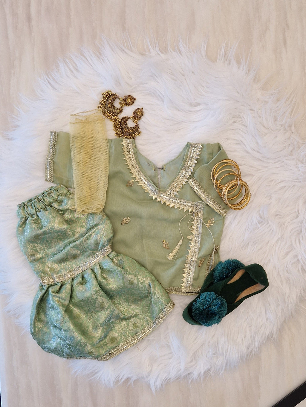 Light green gharara (0-4 to Adult XXL).
