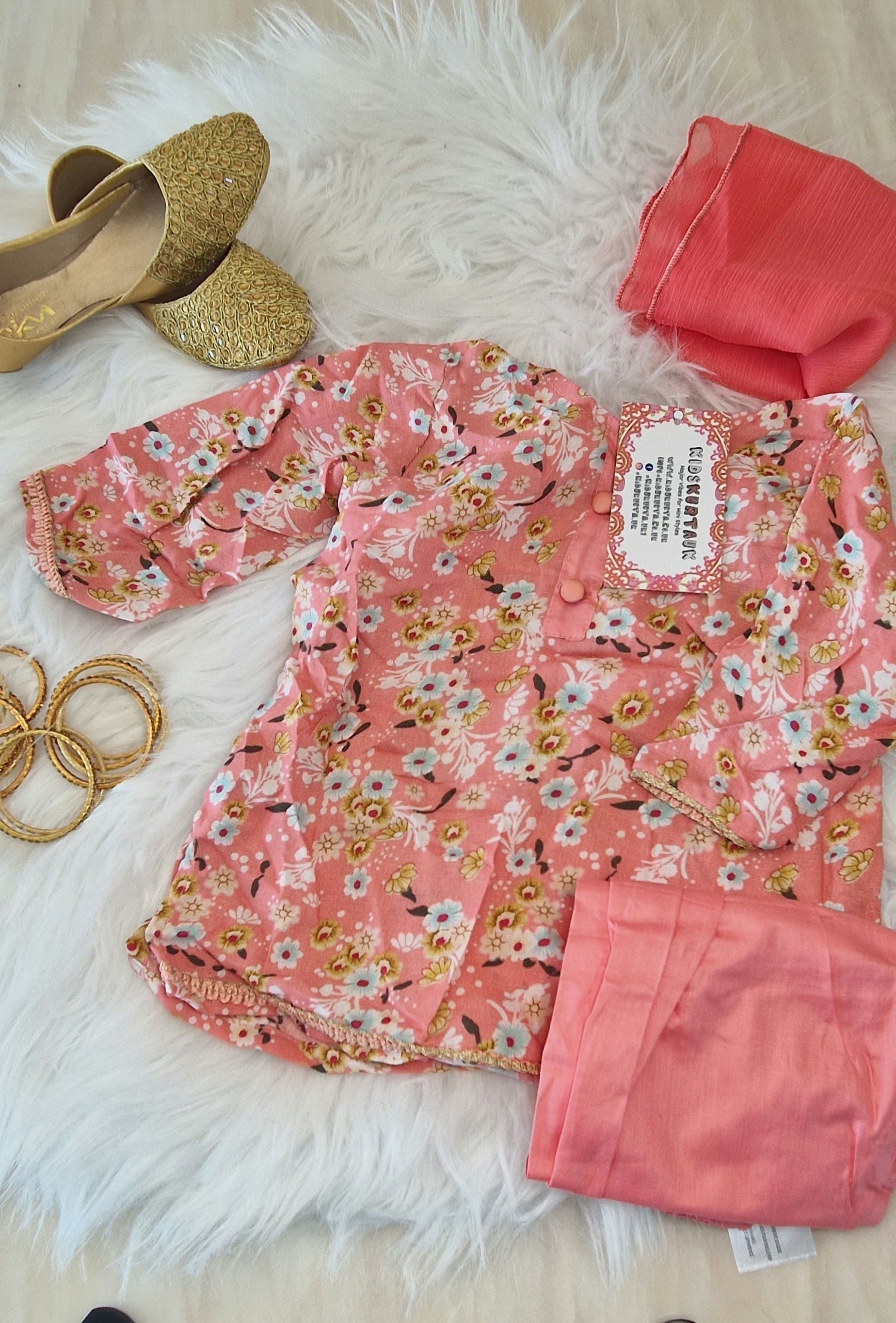 Peach floral with trousers