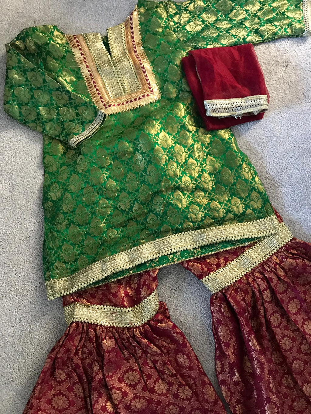 Green/maroon gharara 10-11 yrs
