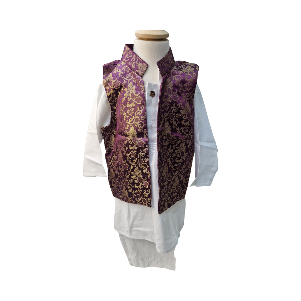 Plum Gharara with Matching Mum Maxi and Matching Boys