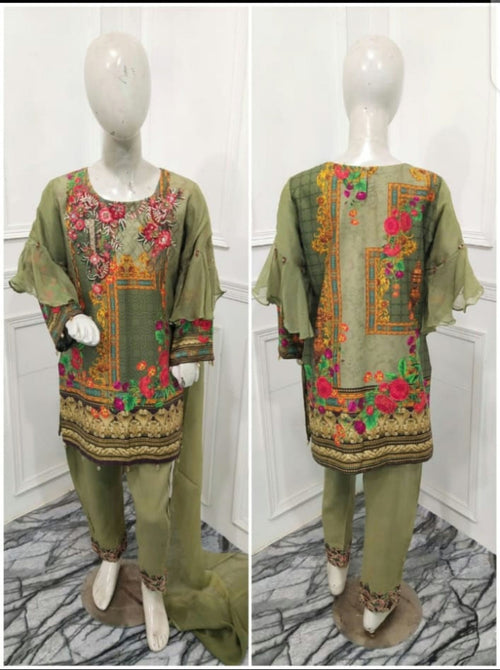 3 piece green winter cotton
