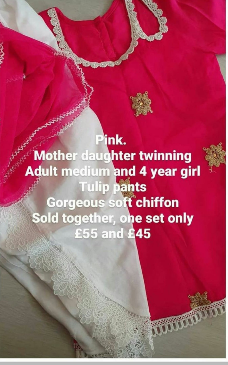Chiffon tulip twinning set 4 years and adult small-medium