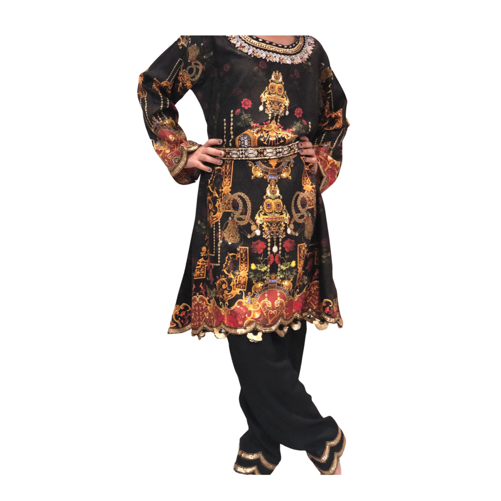 3 piece black winter cotton mona by allys (10-11 years)