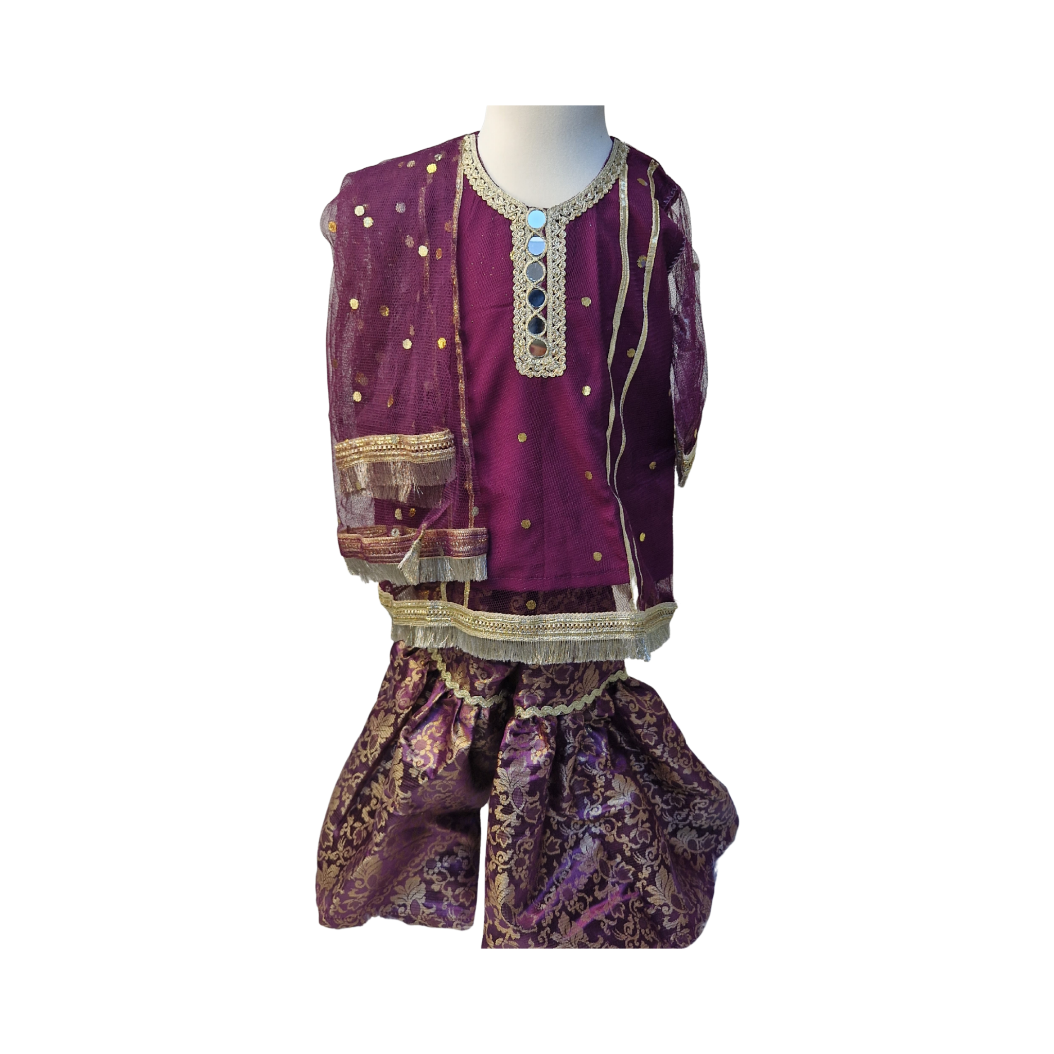 Plum Gharara with Matching Mum Maxi and Matching Boys