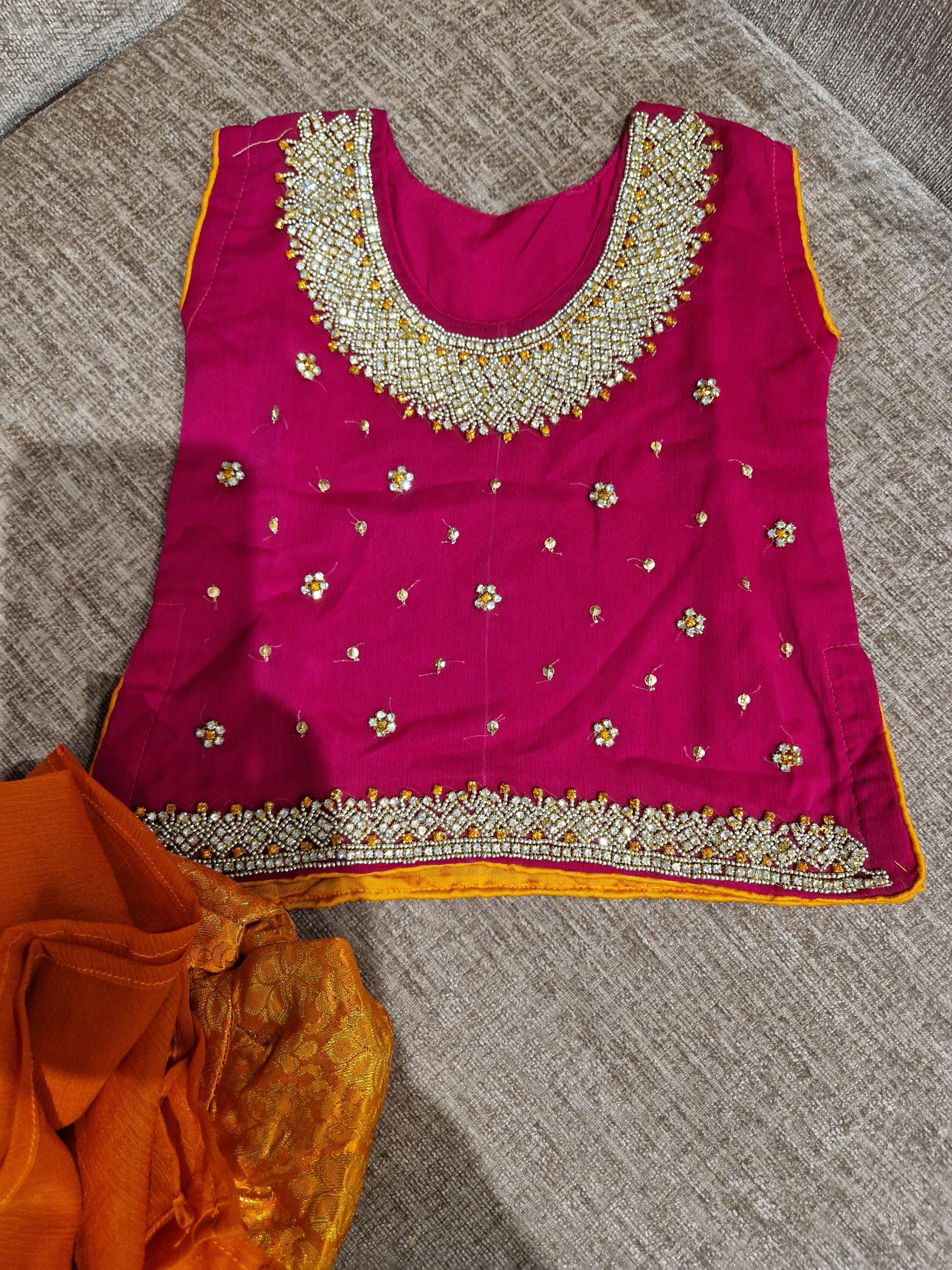 Dark Pink/Orange Gharara
