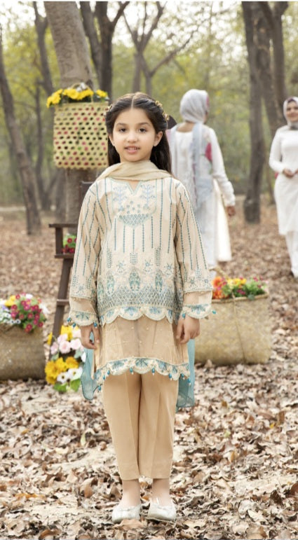 Simrans Beige/Blue Mother-Daughter (14-15 Years Only)