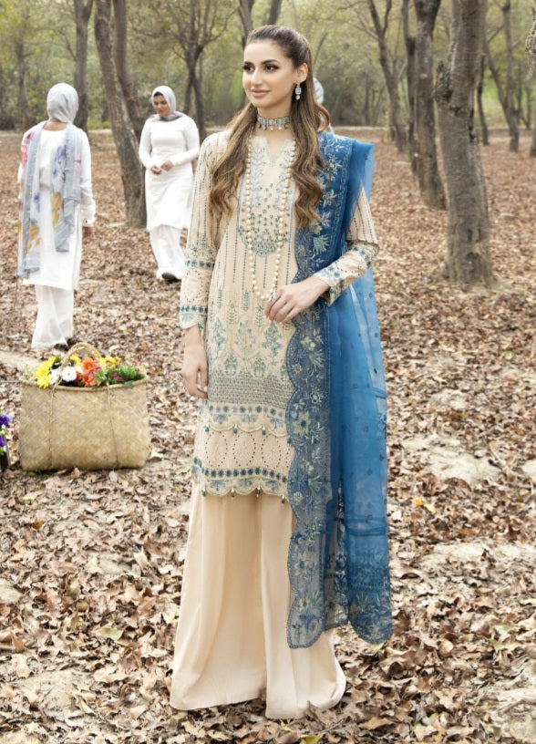 Simrans Beige/Blue Mother-Daughter (14-15 Years Only)