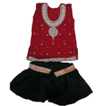 Red 3 piece fancy gharara