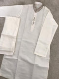 Boys Kurta with Bottoms  - Off White/Bronze