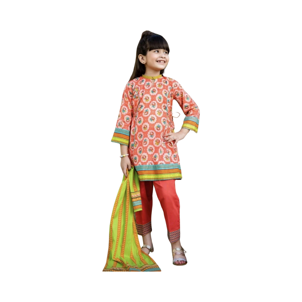 Senorita peach/multi trouser suit 7-8 years