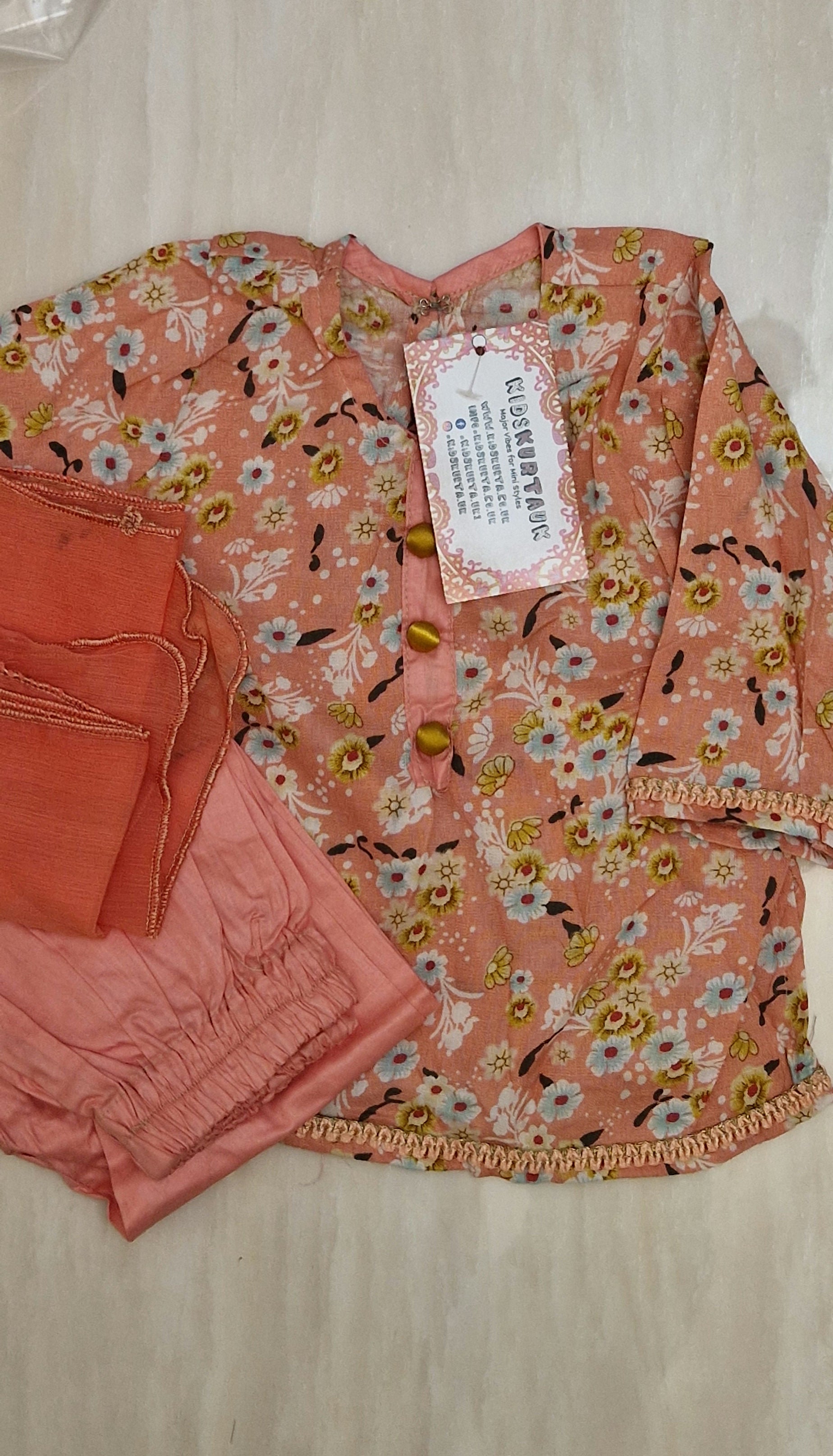 Peach floral with trousers