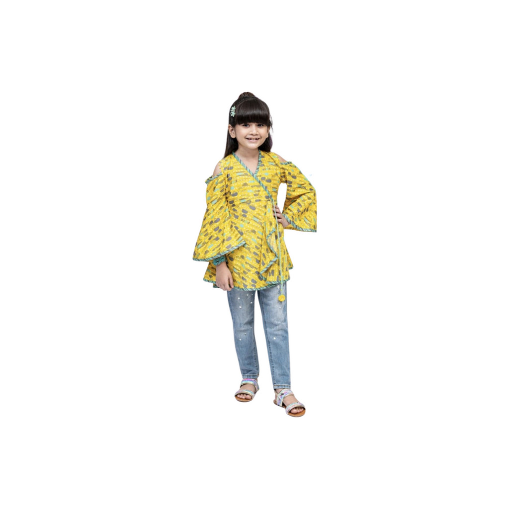 Senorita Yellow cold shouldered kurta (6 -12 m 4-5, 7-8 years)