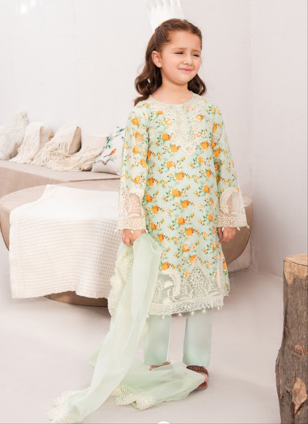 Allys green floral (5/6 yrs - Adult XL)