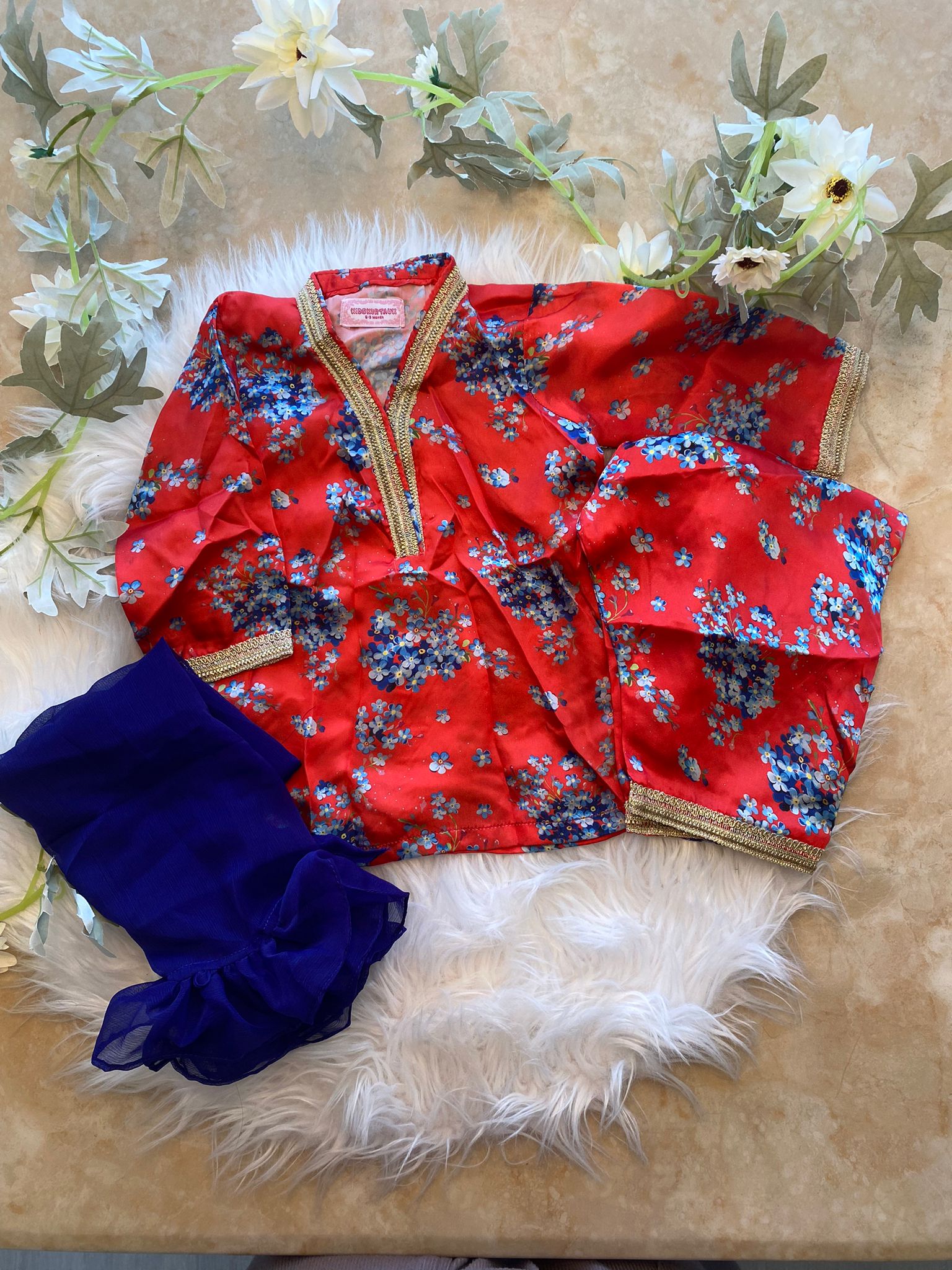 Red Silk co ord (6-9 months)Top only
