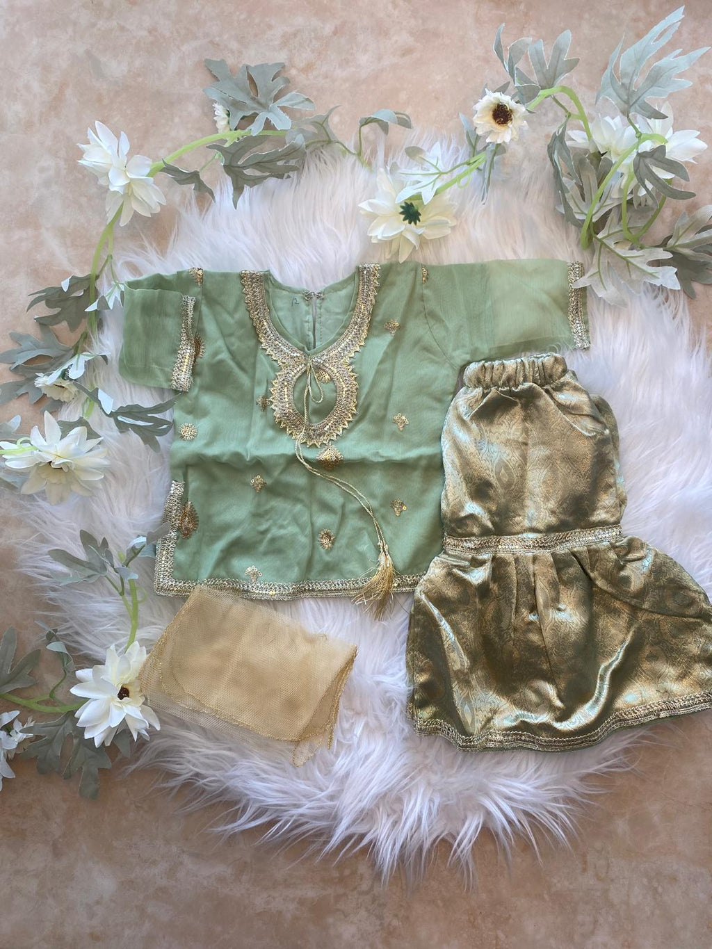 Light green gharara (0-4 to Adult XXL).