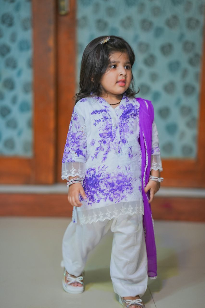 Mother-daughter purple floral chiken (0-4 years and XS-XXL)