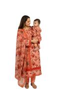 Mother Daughter - Coral Chiken and Korean lawn (0-6 years Adult XS-XXL)-