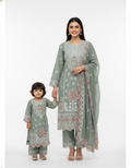 Embroidered chiffon greeny grey