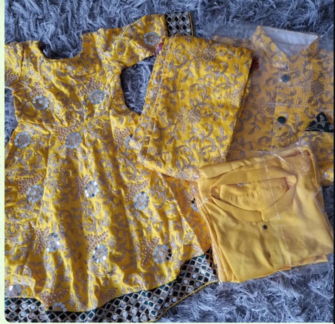 Mehndi heavy dress 4-5 years, 5/6-7 years, adult medium women's, adult medium mens.