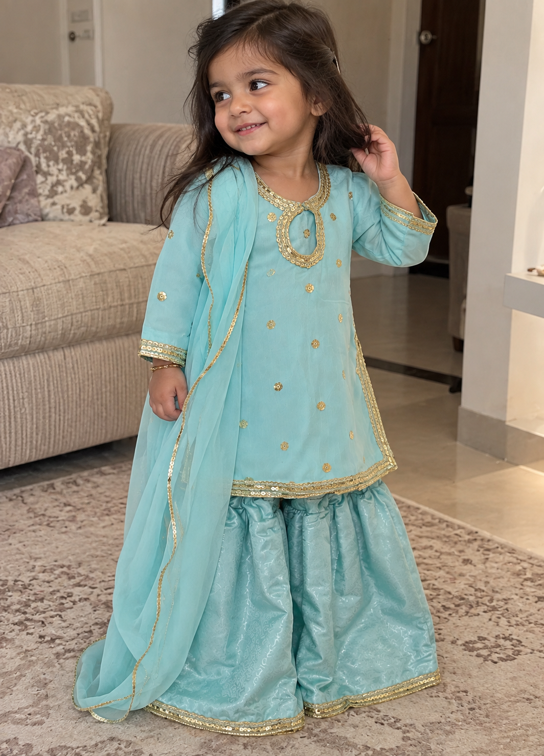 Light blue gharara (0-3 months to 4-5 years)