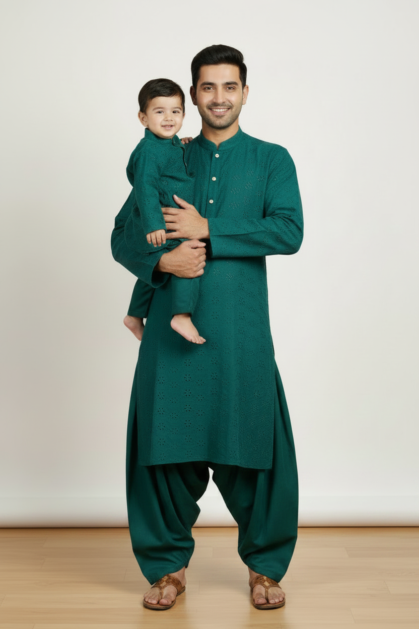 Emerald Green shalwar kameez (0-3 months to Adult XXL)