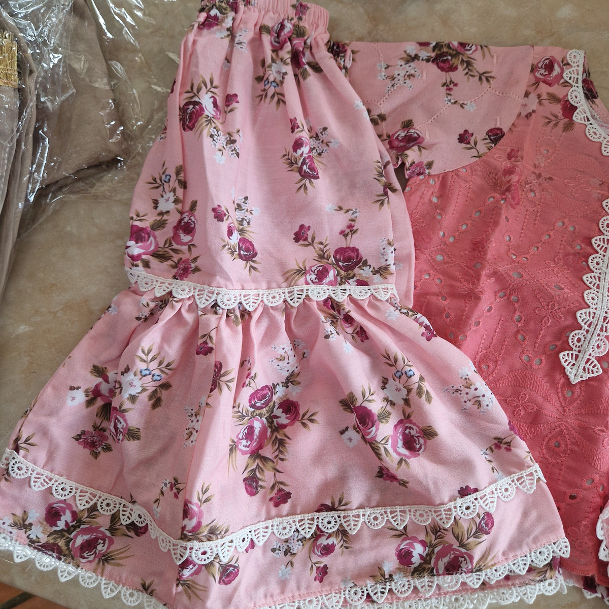 Pink Gharara 3 piece (6-9 and 2-3)
