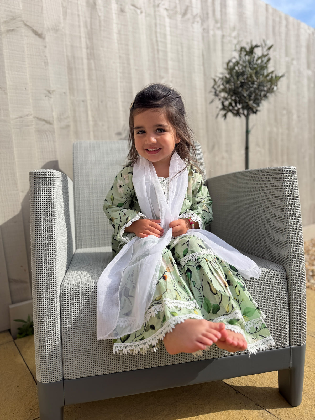 Green floral gharara (0-3 months to 3-4 years)