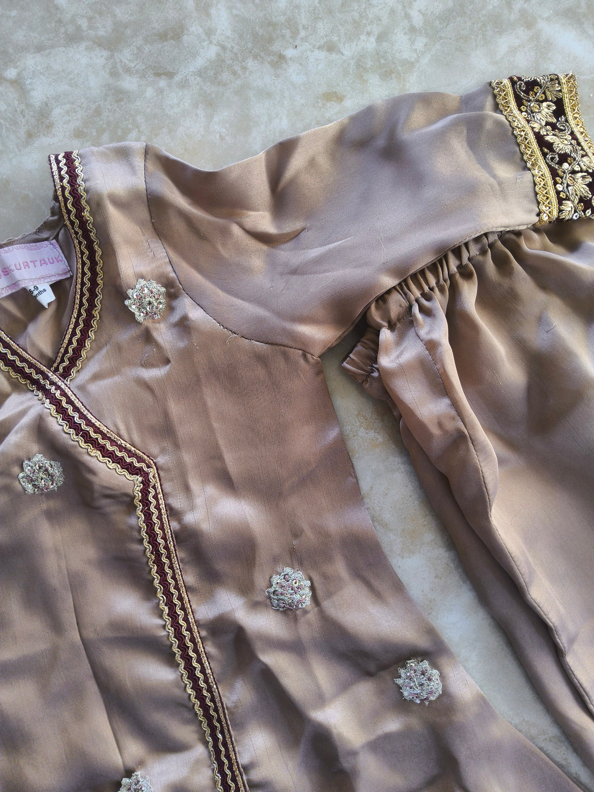 Mocha long anarkali 6-9 months and 5-6 years