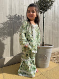 Green floral gharara (0-3 months to 3-4 years)