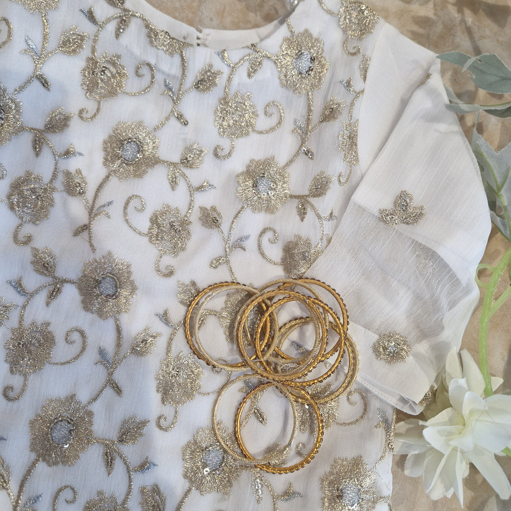 White sequinned/embroidered (9-12 months to 4-5 years and Adult XS to XL)